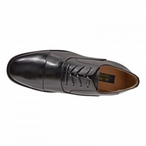 LA MILANO Mens Leather Oxford Lace Up Cap Toe Dress Shoes Black-23767