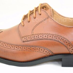LA MILANO Mens Leather Cognac Oxford Lace Up Cap Toe Dress Shoes -24053