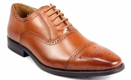 La Milano Tan Men's Premium Genuine Leather Dress Shoes Lace Up Wingtip Oxford-0