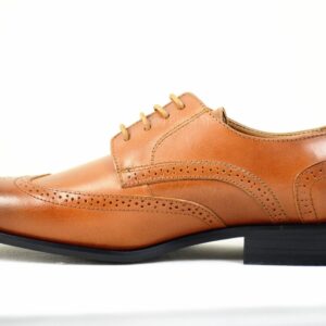 LA MILANO Mens Leather Cognac Oxford Lace Up Cap Toe Dress Shoes -24052