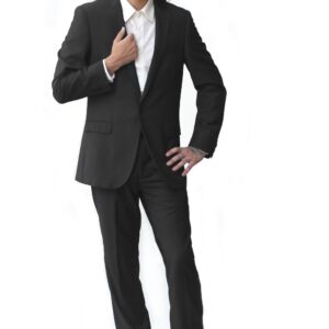 Black Ultra Slim Fit One Button Suit - Front View