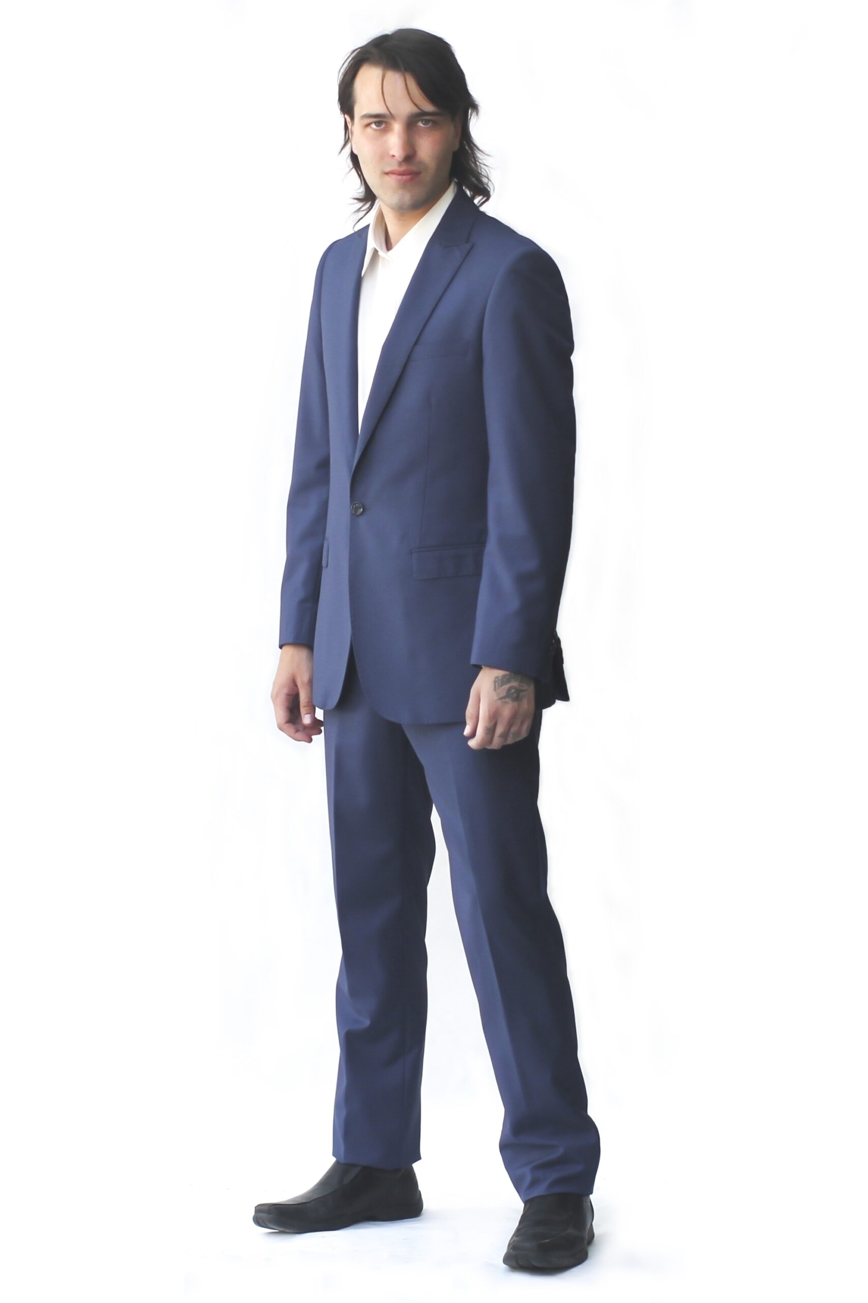 Blue Ultra Slim Fit One Button Suit - Front View