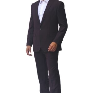 Plum Ultra Slim Fit One Button Suit - Front View