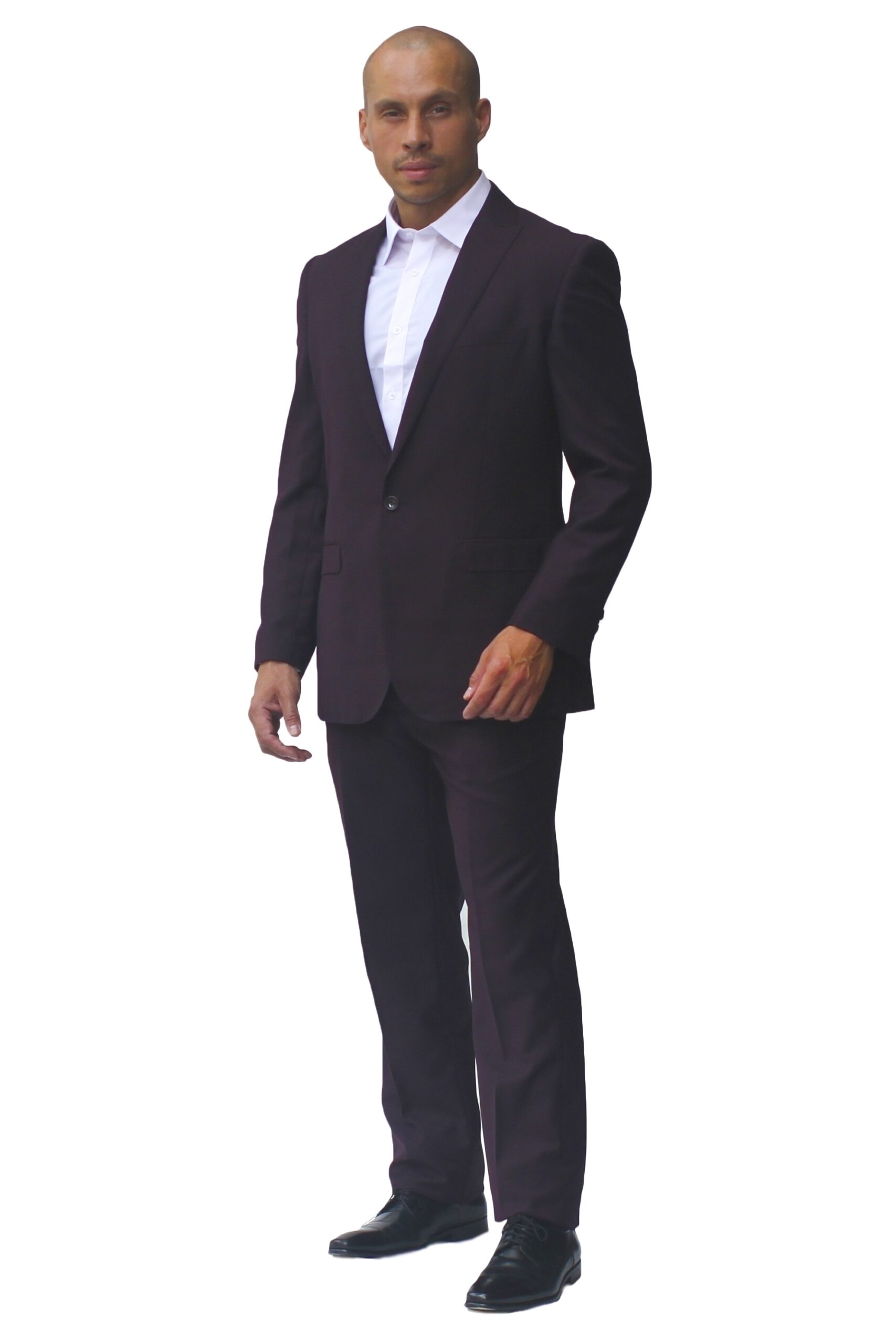 Plum Ultra Slim Fit One Button Suit - Front View Plum Ultra Slim Fit One Button Suit - Front View