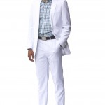 White Ultra Slim Fit One Button Suit - Front View