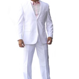 White Ultra Slim Fit Two Button Suit - Front View