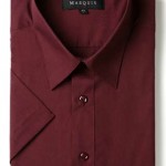 Short Sleeve Burgundy Dress Shirt-0