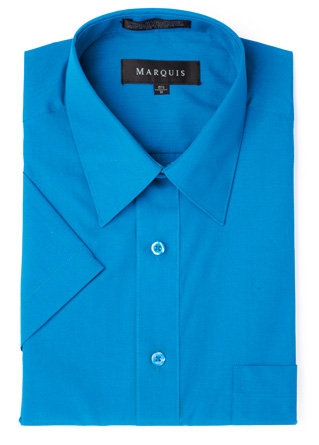 Short Sleeve Carribean Blue Dress Shirt-0 Short Sleeve Carribean Blue Dress Shirt-0