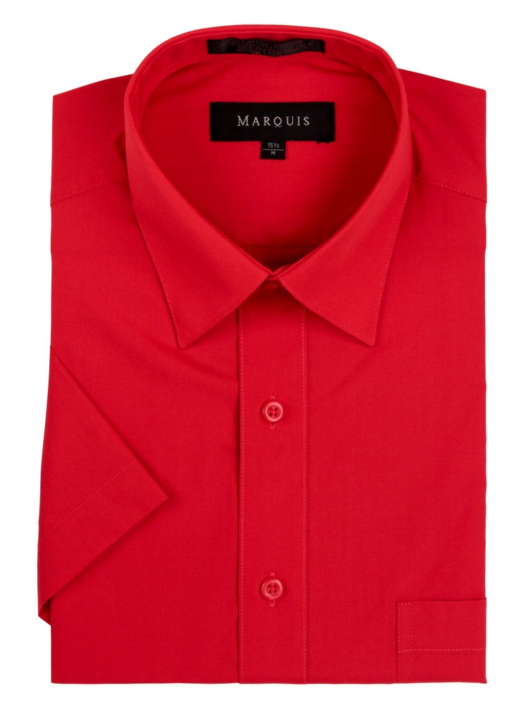 Short Sleeve Red Dress Shirt-0 Short Sleeve Red Dress Shirt-0