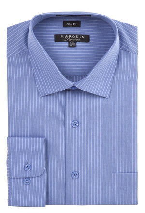 Marquis Signature Collection Blue Dress Shirt-0 Marquis Signature Collection Blue Dress Shirt-0