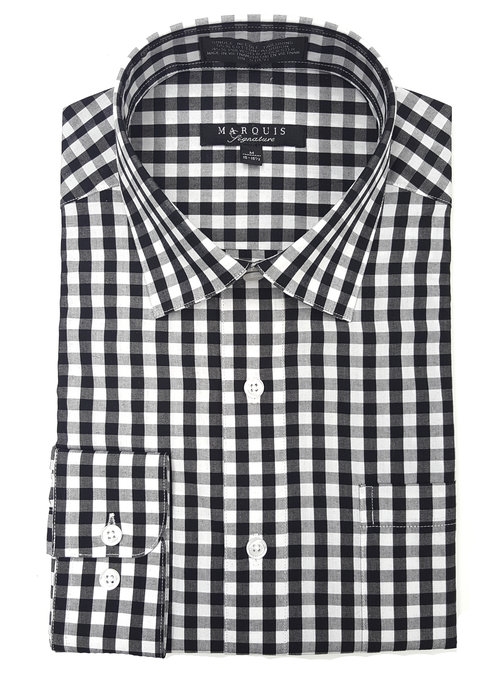 Marquis Signature Collection Black Dress Shirt-0 Marquis Signature Collection Black Dress Shirt-0