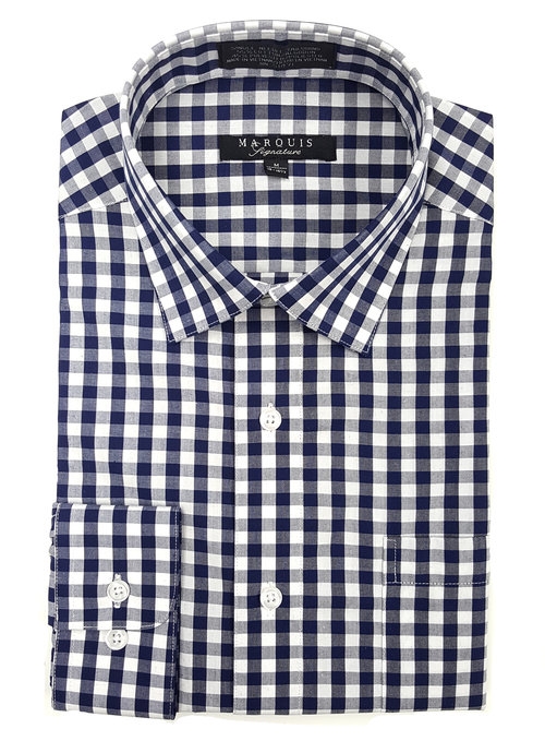 Marquis Signature Collection Navy Dress Shirt-0 Marquis Signature Collection Navy Dress Shirt-0