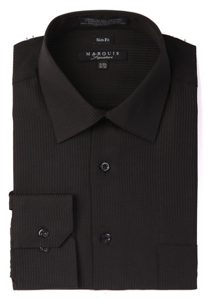 Marquis Signature Collection Black Dress Shirt-0 Marquis Signature Collection Black Dress Shirt-0
