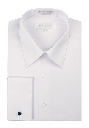 Marquis White Dress Shirt with French Cuff & Links-0 Marquis White Dress Shirt with French Cuff & Links-0