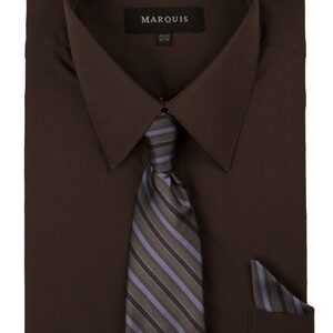 Marquis Chocolate Dress Shirt with Ties & Handkerchief-0