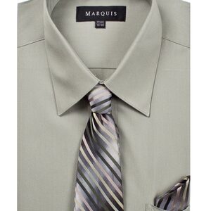 Marquis Light Olive Dress Shirt with Ties & Handkerchief-0