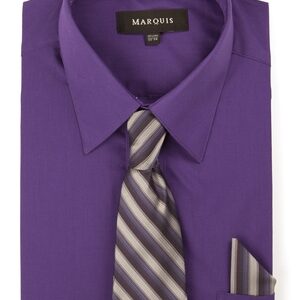Marquis Purple Dress Shirt with Ties & Handkerchief-0