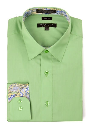 Apple Green Trimmed Dress Shirt-0 Apple Green Trimmed Dress Shirt-0