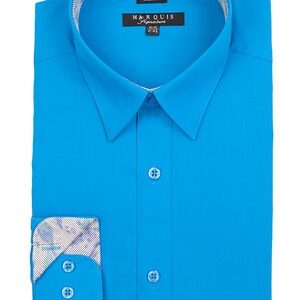 Caribbean Blue Trimmed Dress Shirt-0