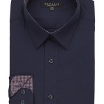 Navy Trimmed Dress Shirt-0
