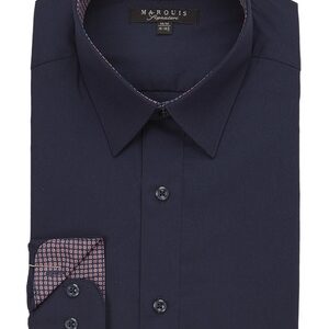 Navy Trimmed Dress Shirt-0