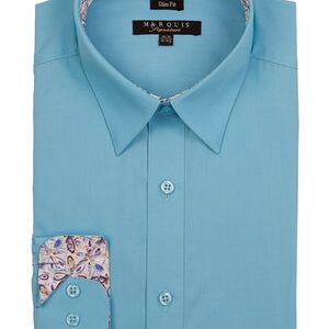 Turquoise Trimmed Dress Shirt-0