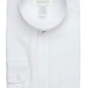 White Banded Collar Shirt-0