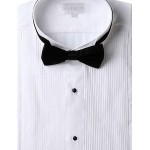 Marquis Regular Fit White Tuxedo Shirt with Black Bow Tie-0