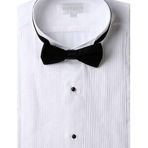 Marquis Regular Fit White Tuxedo Shirt with Black Bow Tie-0