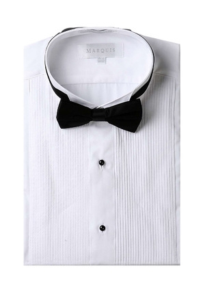 Marquis Slim Fit White Tuxedo Shirt-0 Marquis Slim Fit White Tuxedo Shirt-0