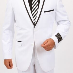 White Two Button Ultra Slim Fit Suit with Satin Trim Lapel