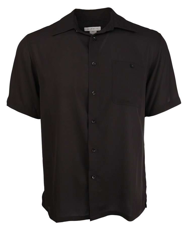 Marquis Black Regular Collar Short Sleeve Shirt-0 Marquis Black Regular Collar Short Sleeve Shirt-0