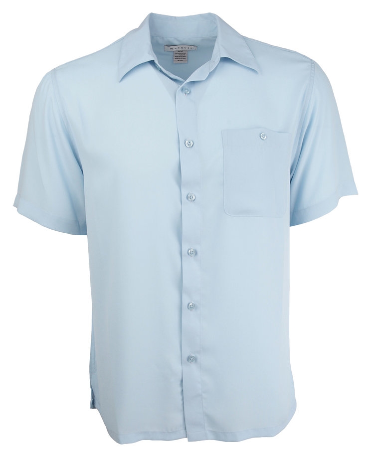 Marquis Blue Regular Collar Short Sleeve Shirt-0 Marquis Blue Regular Collar Short Sleeve Shirt-0