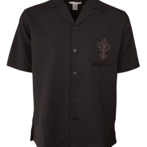 Marquis Black Pajama Collar Short Sleeve Shirt-0