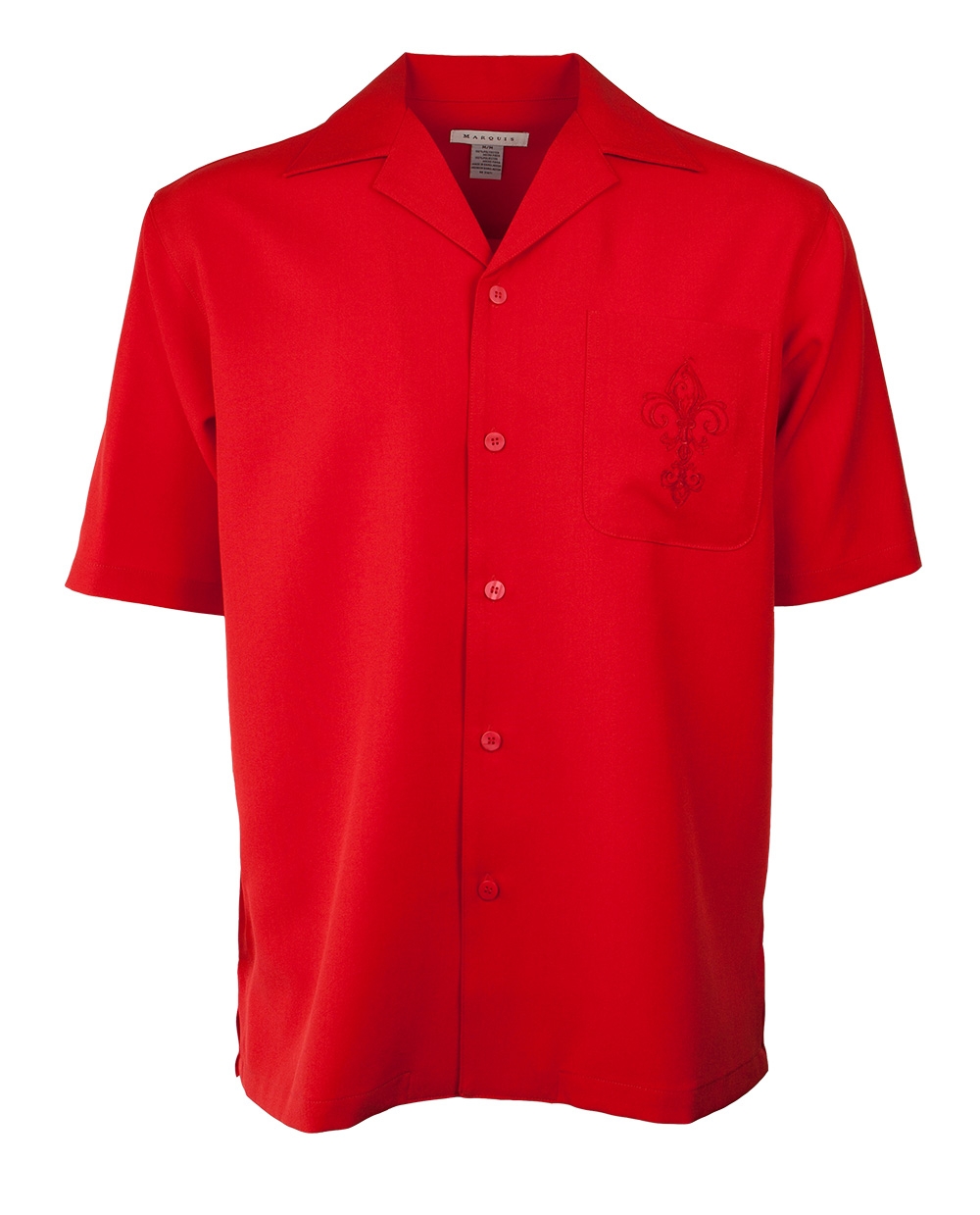 Marquis Red Pajama Collar Short Sleeve Shirt-0 Marquis Red Pajama Collar Short Sleeve Shirt-0