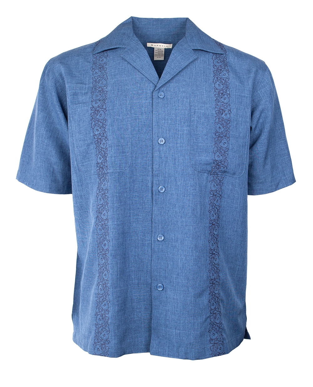 Marquis Midnight Blue Pajama Collar Short Sleeve Shirt-0 Marquis Midnight Blue Pajama Collar Short Sleeve Shirt-0