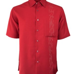 Marquis Burgundy Regular Collar Short Sleeve Shirt-0