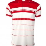 Marquis Red Short Sleeve Synthetic Striped Polo-0