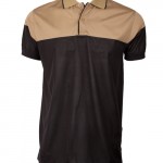 Marquis Taupe Short Sleeve Synthetic Striped Polo-0