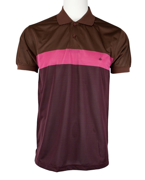 Marquis Plum Short Sleeve Synthetic Striped Polo-0 Marquis Plum Short Sleeve Synthetic Striped Polo-0