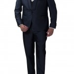 Slim Fit Charcoal 3 Piece Suit with Black Lapel Details-0