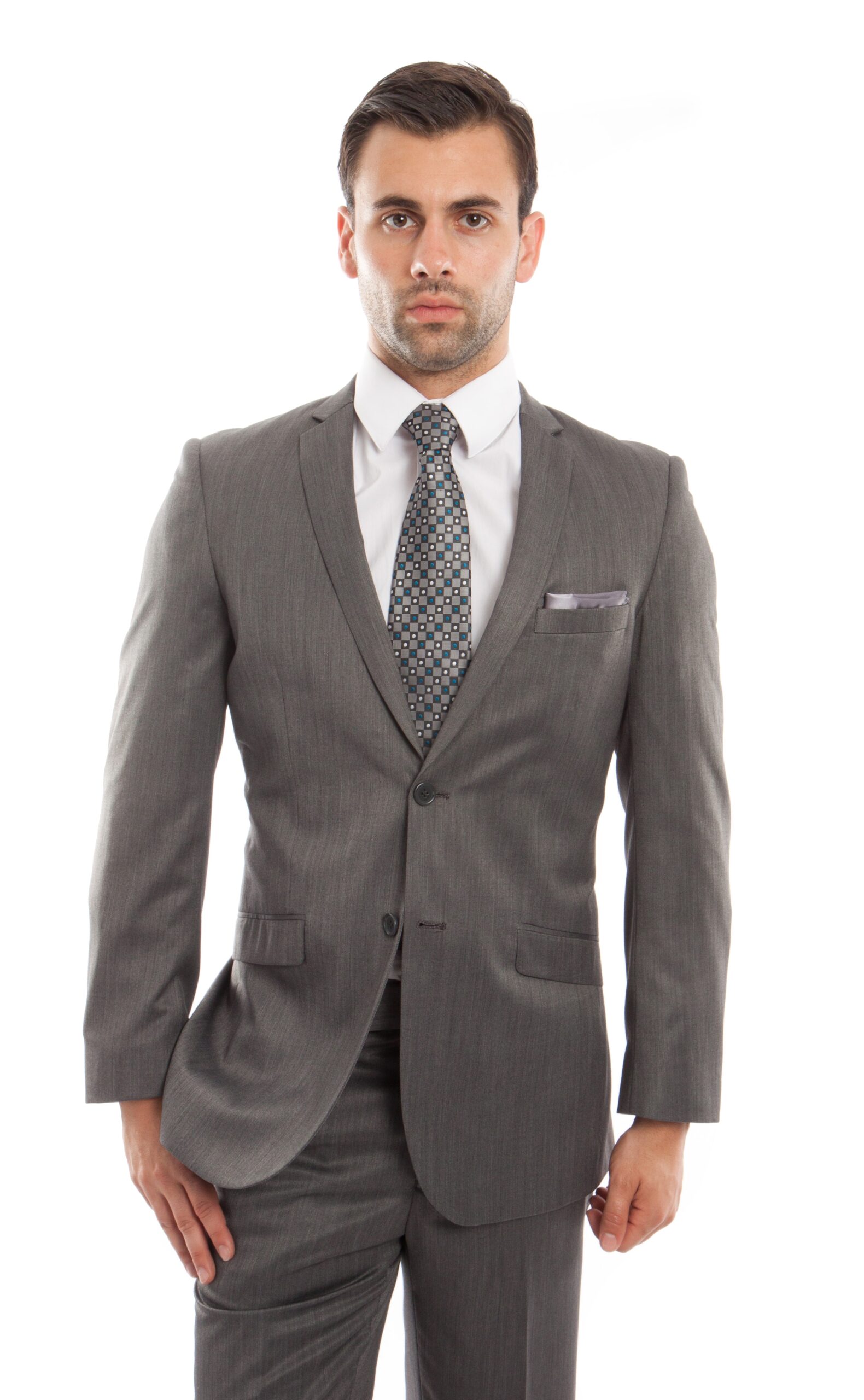 Grey Slim Fit Two Button Suit-0 Grey Slim Fit Two Button Suit-0
