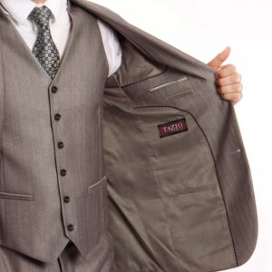 Grey Tailored Fit Two Button Three Piece Suit Inside Linging