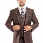 Brown Tailored Fit Two Button 3-Piece Suit-0