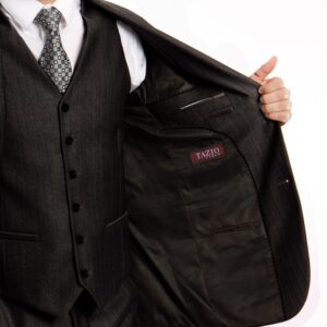 Black Tailored Fit Two Button 3-Piece Suit-11225