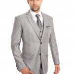 Light Grey Tailored Fit Two Button Suit Front View
