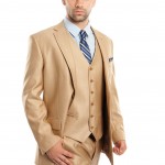 Wheat Tailored Fit Two Button 3-Piece Suit-0