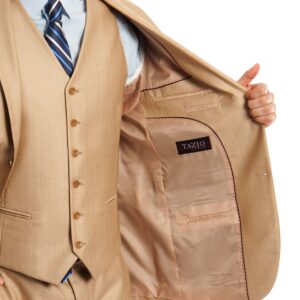 Wheat Tailored Fit Two Button 3-Piece Suit-11236