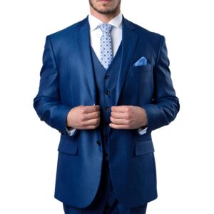 Blue Tailored Fit Two Button 3-Piece Suit-0