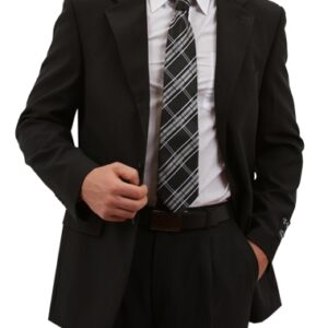 Stripe Black Tailored Fit Two Button Suit